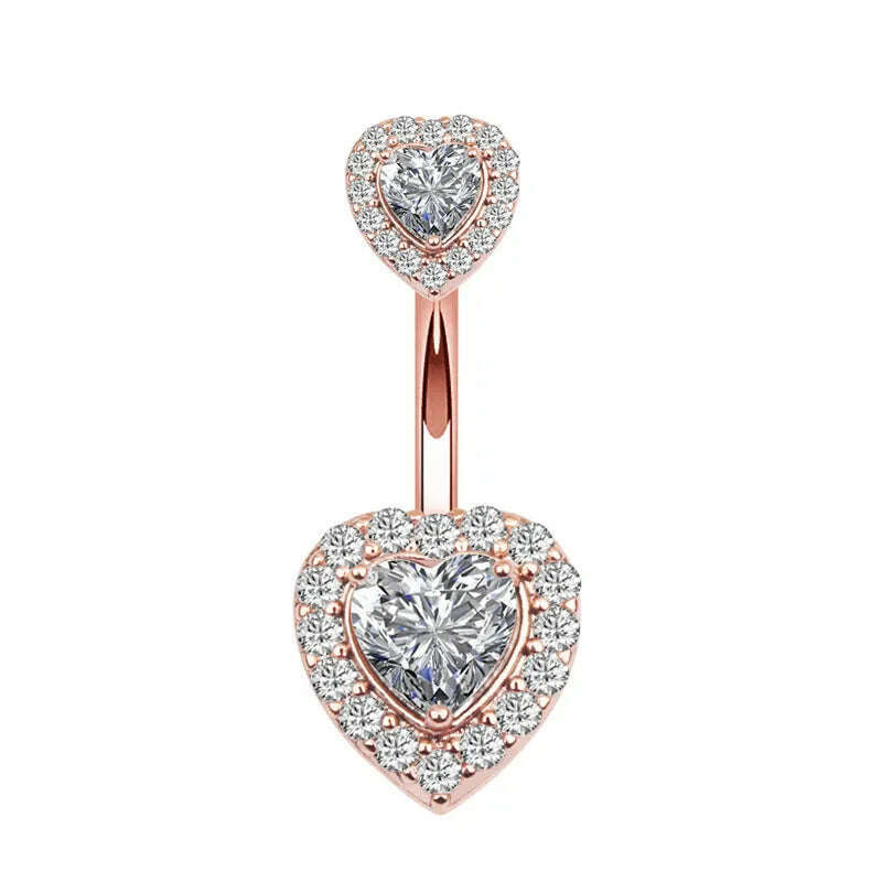 1PC Surgical Steel Belly Button Rings Crystal Piercing Navel Heart Style Navel Piercing Earring Belly Piercings Ombligo Jewelry