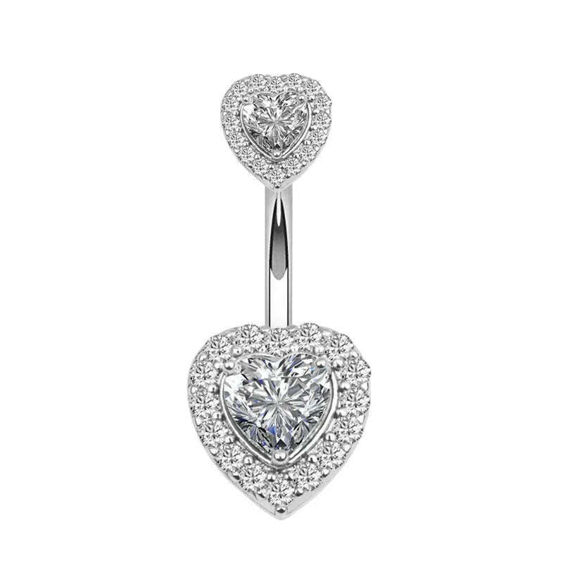 1PC Surgical Steel Belly Button Rings Crystal Piercing Navel Heart Style Navel Piercing Earring Belly Piercings Ombligo Jewelry