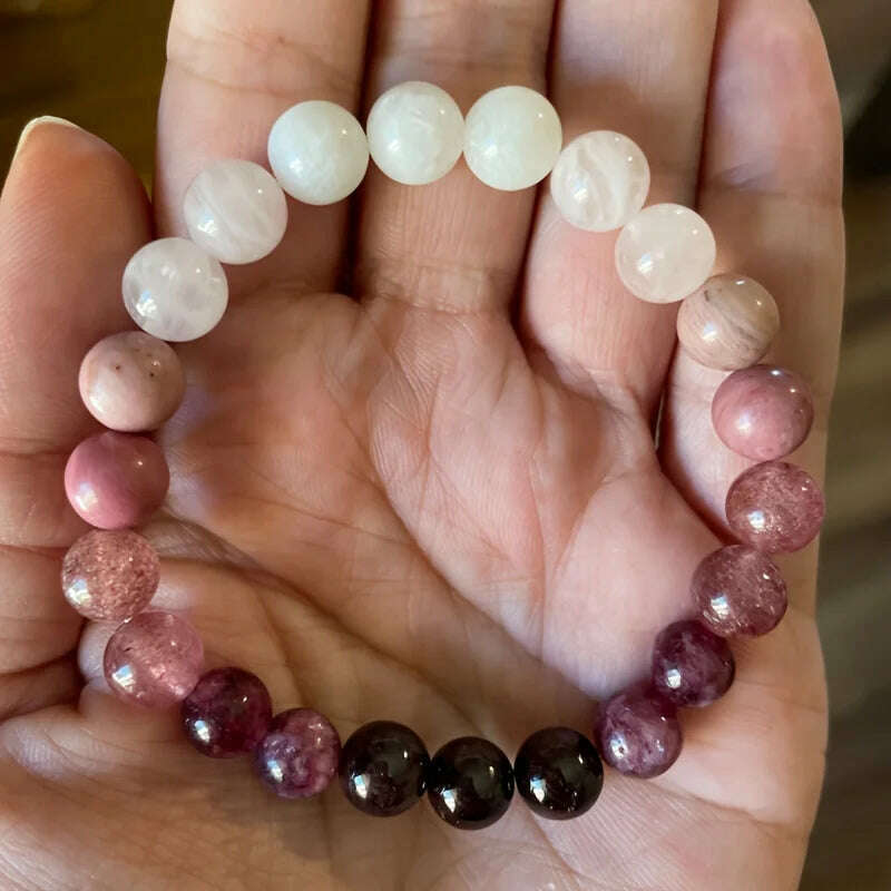 1pc/Love Spell Bracelet Symbol of Love and Attraction Rose Quartz Rhodonite Moonstone Stress Relief Bracelet Women’s Healing Jew