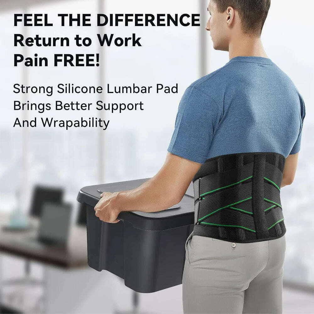 1Pcs Back Brace for Lower Back Pain Relief, Lower Back Pain with 6 Stays, Herniated Disc, with Lumbar Support Pad for Men/Women