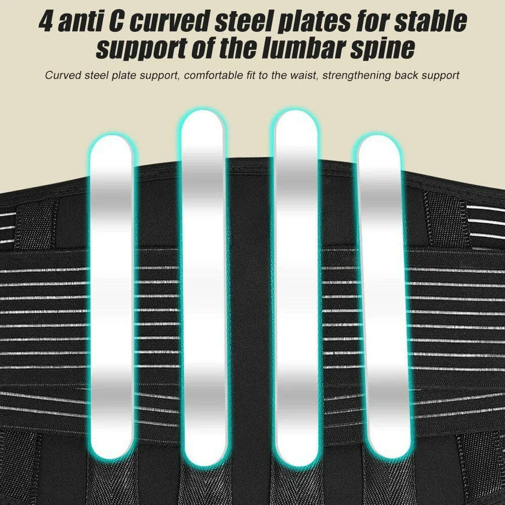 1PCS Self-heating Lumbar Pain Magnet Belt - Thermal Magnetic Therapy Tourmaline Lower Back Waist Support Belt Brace for Sciatica