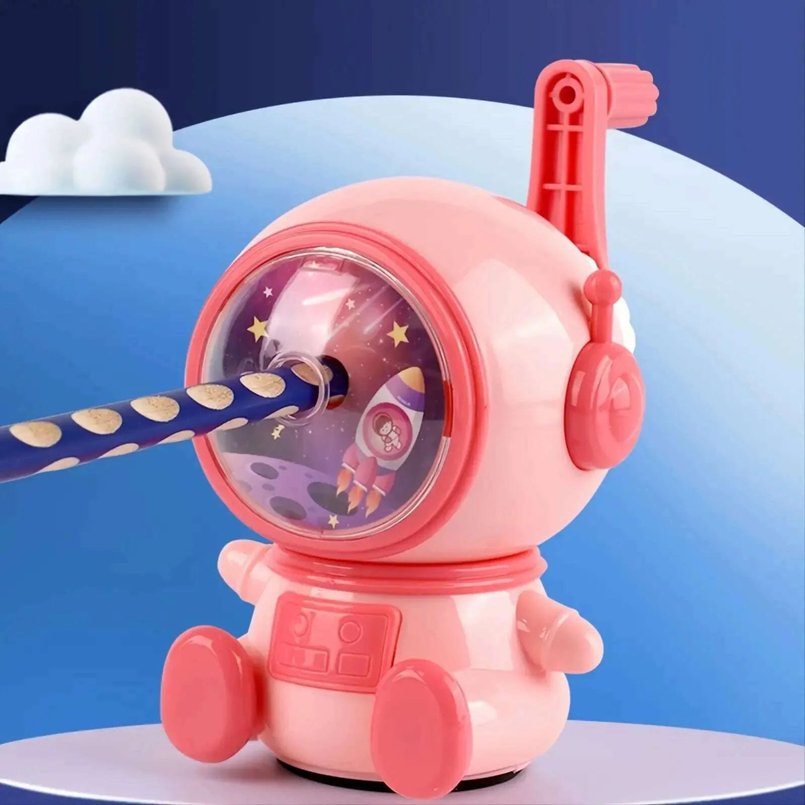 1Pcs Student Cartoon Hand Sharpener Astronaut Shape Sharpener Automatic Pencil Sharpener