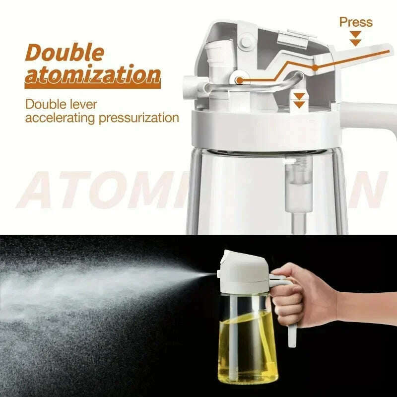 2-in-1 Glass Oil Sprayer 500ml, Spray Oil Dispenser for BBQ, Baking, Roasting, Kitchen & Picnic Use