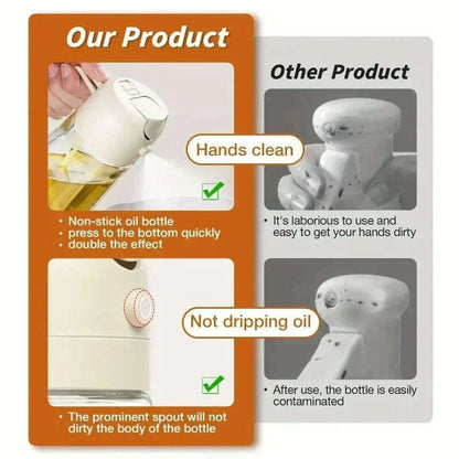 2-in-1 Glass Oil Sprayer 500ml, Spray Oil Dispenser for BBQ, Baking, Roasting, Kitchen & Picnic Use