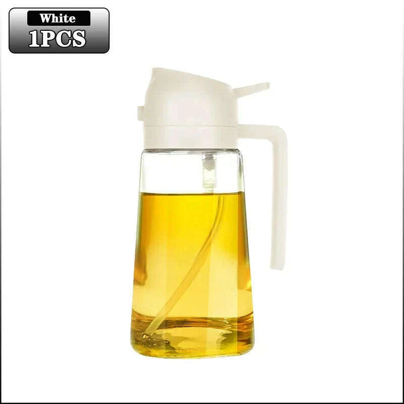 2-in-1 Glass Oil Sprayer 500ml, Spray Oil Dispenser for BBQ, Baking, Roasting, Kitchen & Picnic Use