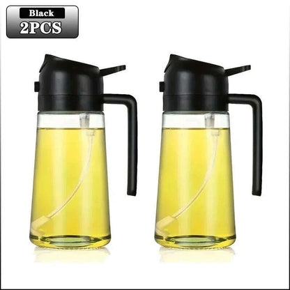 2-in-1 Glass Oil Sprayer 500ml, Spray Oil Dispenser for BBQ, Baking, Roasting, Kitchen & Picnic Use