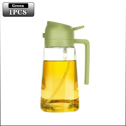 2-in-1 Glass Oil Sprayer 500ml, Spray Oil Dispenser for BBQ, Baking, Roasting, Kitchen & Picnic Use