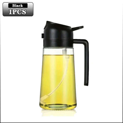 2-in-1 Glass Oil Sprayer 500ml, Spray Oil Dispenser for BBQ, Baking, Roasting, Kitchen & Picnic Use