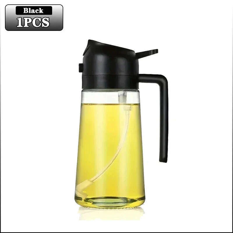 2-in-1 Glass Oil Sprayer 500ml, Spray Oil Dispenser for BBQ, Baking, Roasting, Kitchen & Picnic Use