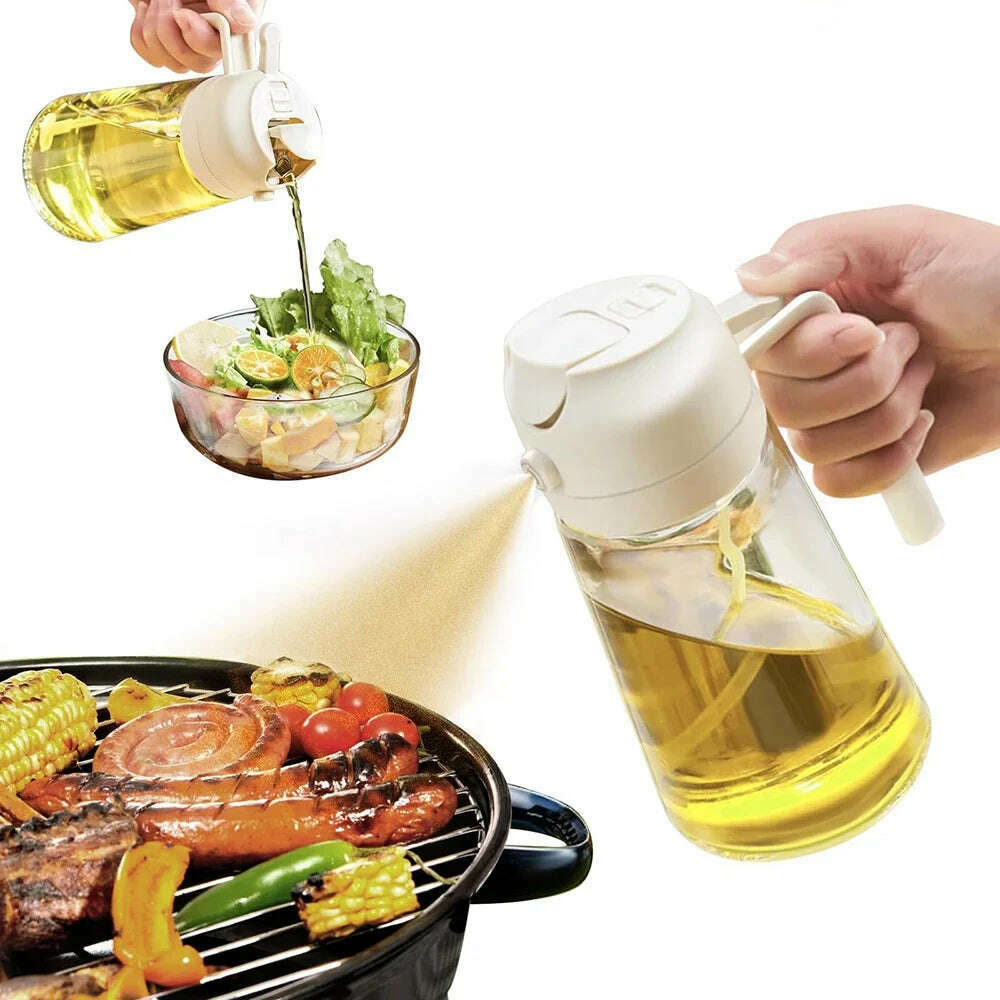 2 in 1 Glass Oil Sprayer & Dispenser Olive Oil Dispenser Bottle Kitchen Salad  Olive Oil Spray For Cooking BBQ Spray Bottle