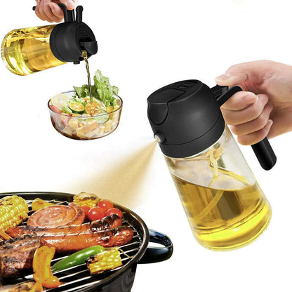 2 in 1 Glass Oil Sprayer & Dispenser Olive Oil Dispenser Bottle Kitchen Salad  Olive Oil Spray For Cooking BBQ Spray Bottle