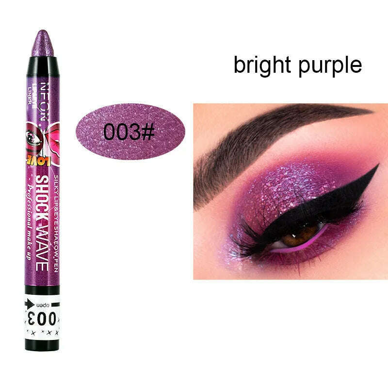 2 In 1 Glitter Eyeshadow Lipstick Pencil Stick Waterproof Pearl Silkworm Eye Shadow Pen Long-lasting Eyeshadow Make Up Cosmetic
