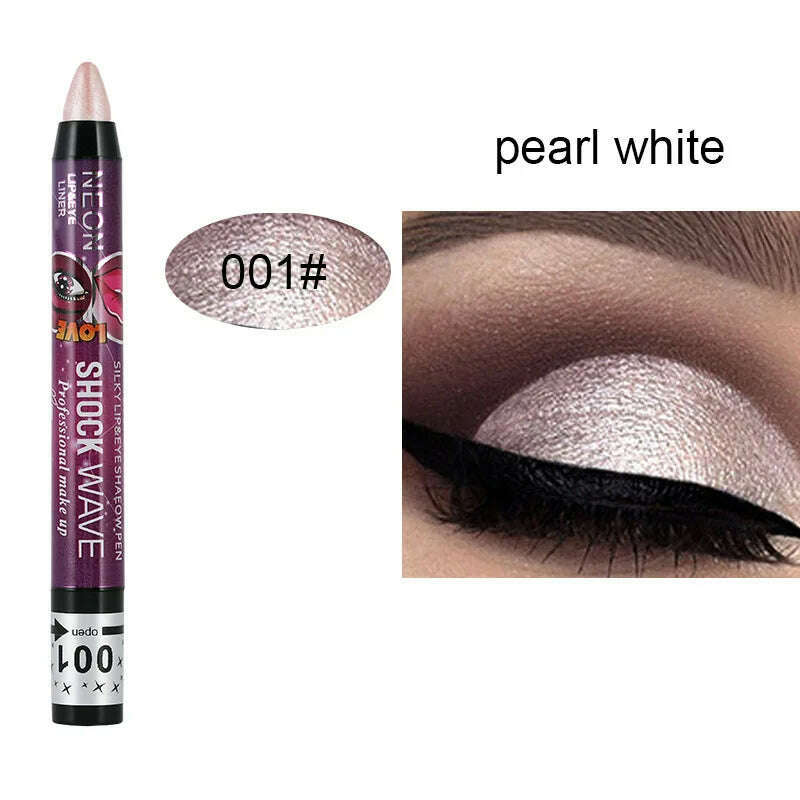 2 In 1 Glitter Eyeshadow Lipstick Pencil Stick Waterproof Pearl Silkworm Eye Shadow Pen Long-lasting Eyeshadow Make Up Cosmetic