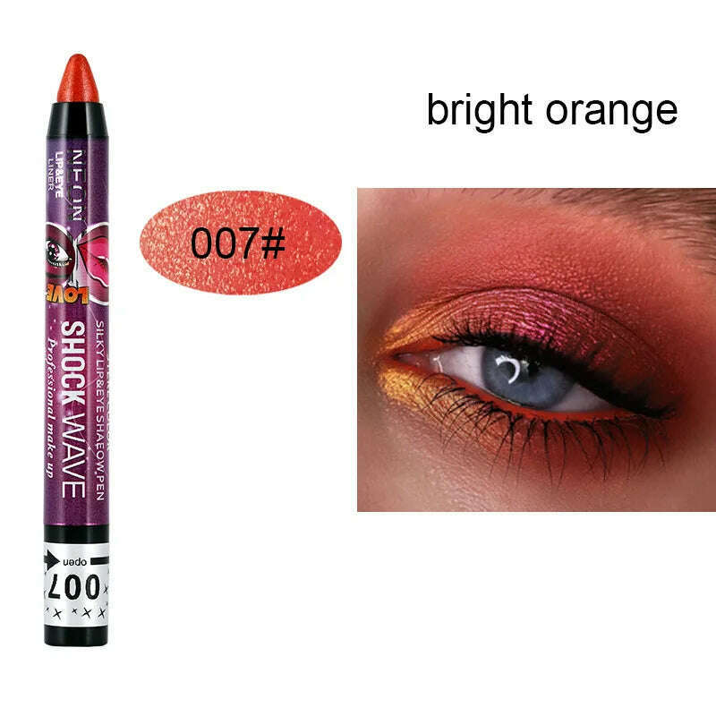 2 In 1 Glitter Eyeshadow Lipstick Pencil Stick Waterproof Pearl Silkworm Eye Shadow Pen Long-lasting Eyeshadow Make Up Cosmetic