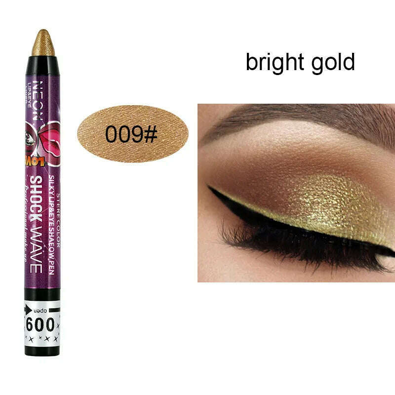 2 In 1 Glitter Eyeshadow Lipstick Pencil Stick Waterproof Pearl Silkworm Eye Shadow Pen Long-lasting Eyeshadow Make Up Cosmetic