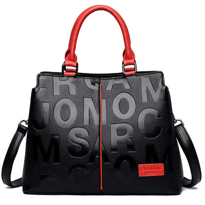2 Layers Ladies Quality Leather Letter Shoulder Bags for Women 2024 Luxury Handbags Women Bags Designer Large Capacity Tote Bag
