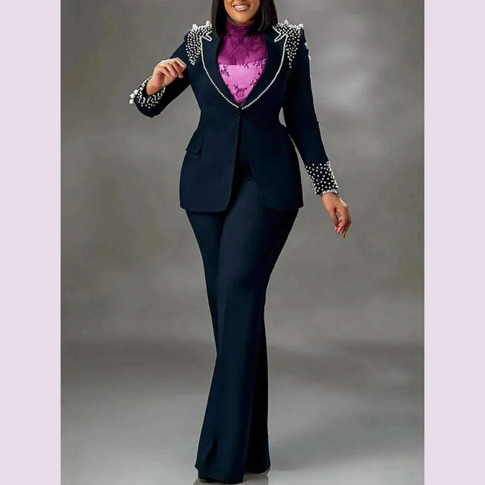 2 Piece Women Sets Plus Size Dashiki African New Arrival Matching Two Pieces Sets Blazer Coat Top Pants Suits Outfits Clothing
