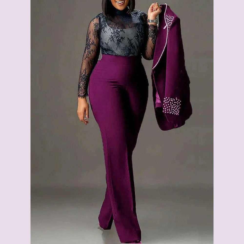 2 Piece Women Sets Plus Size Dashiki African New Arrival Matching Two Pieces Sets Blazer Coat Top Pants Suits Outfits Clothing