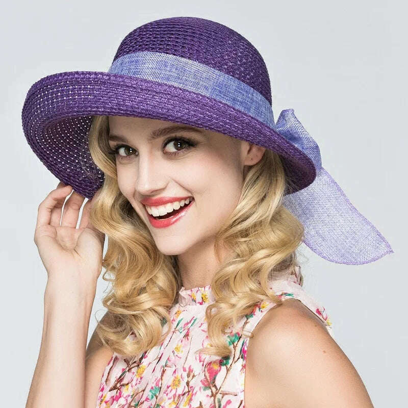 2019 Summer Bow Ribbon Sun Hat Panama Women's Cap Bonnet Beach Straw Hats summer hats for women шляпа соломенная gorro mujer