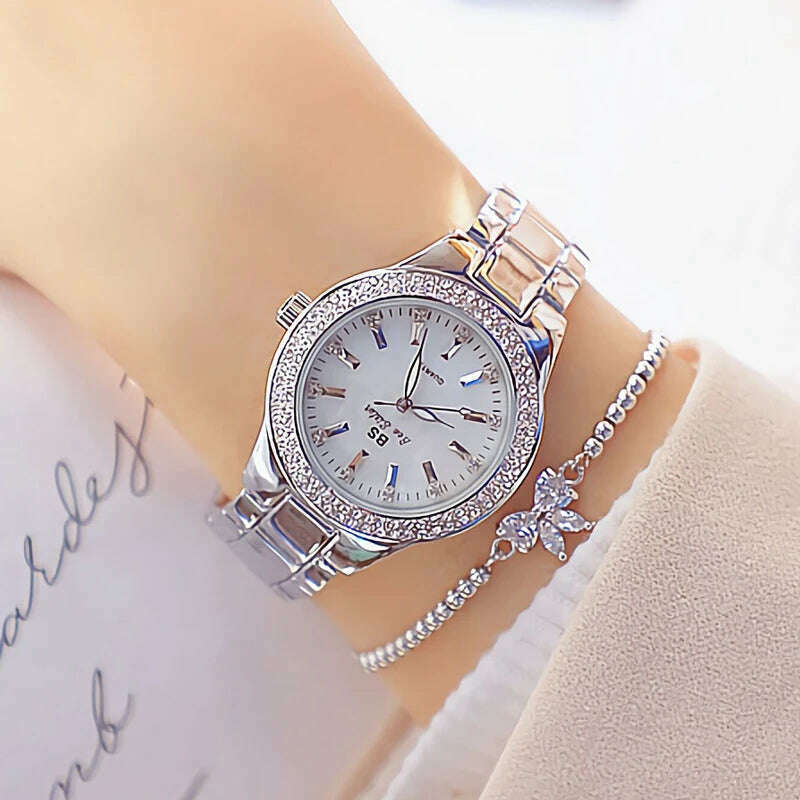 2022 Ladies Wrist Watches Dress Gold Watch Women Crystal Diamond Watches Stainless Steel Silver Clock Women Montre Femme 2021