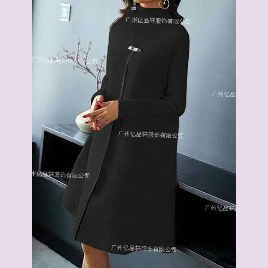 2023 Autumn Winter Spring New Fashion Casual Temperament Style Long Sleeved Round Neck Dress Dresses for Women Elegant