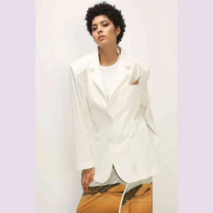 2023 Fashion Autumn Solid Shoulder Pads Blazer For Women Casual Long Sleeve Single-Breasted Loose Coat Tops Female Green Outwear