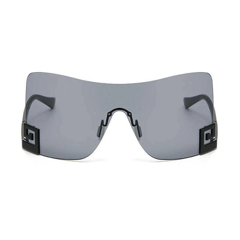2023 New Fashion Brand Designer Luxury Oversized Rimless Sunglasses Women Men Vintage Punk Sun Glasses Trend One Piece Eyewear