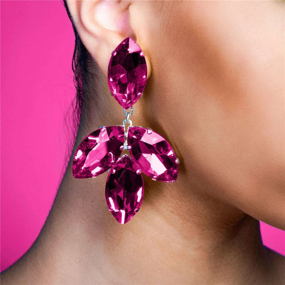 2023 New Trend Rhinestone Earrings Drops Dangle Women's Earrings Dinner Wedding Bride Accessories Fashion Statement Jewelry