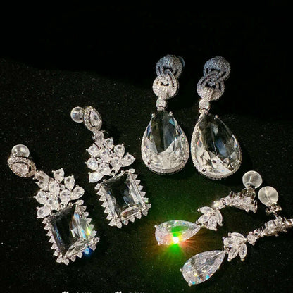 2023 Women Sotheby's Droplet Gem Plated with 18K Gold Geometric Large Carat Zircon Earrings