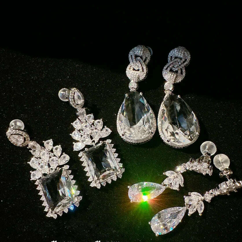 2023 Women Sotheby's Droplet Gem Plated with 18K Gold Geometric Large Carat Zircon Earrings