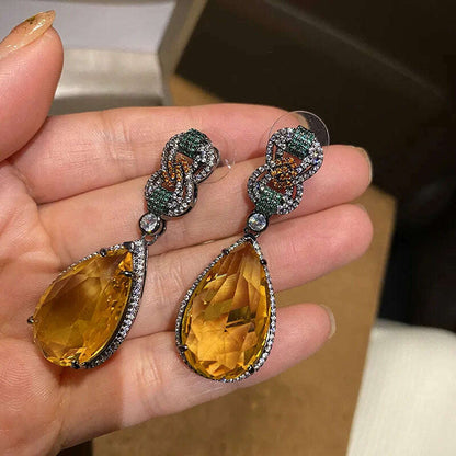 2023 Women Sotheby's Droplet Gem Plated with 18K Gold Geometric Large Carat Zircon Earrings
