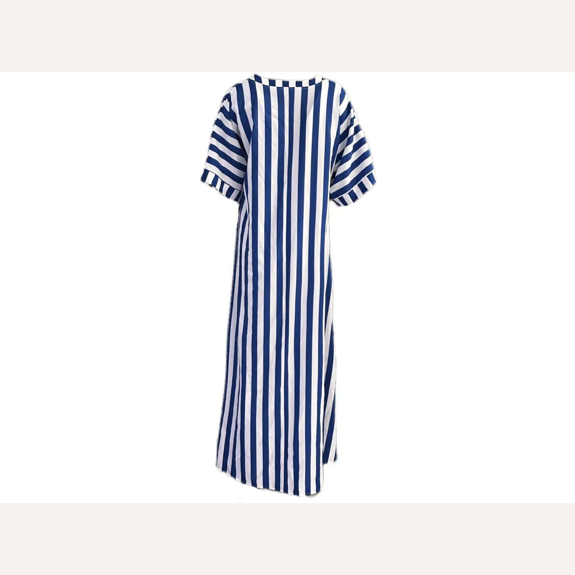 2024 AliExpress Europe and America Plus Size Women's Cross border Summer New Product Split Casual Stripe Short sleeved Dress
