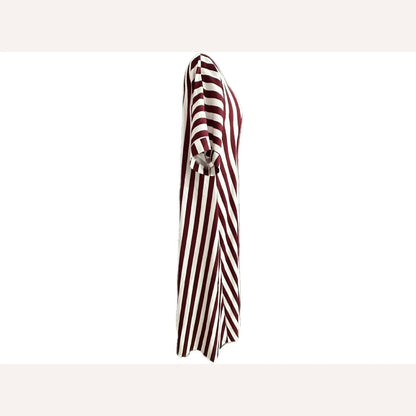 2024 AliExpress Europe and America Plus Size Women's Cross border Summer New Product Split Casual Stripe Short sleeved Dress