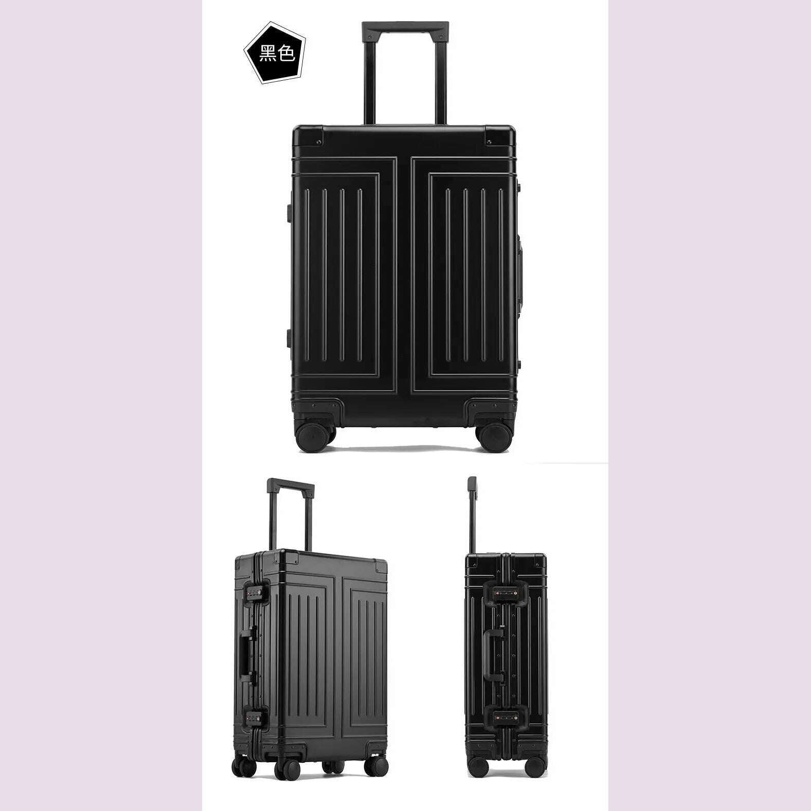 2024 Capacity Durable Luggage Sets 100% Aluminum Suitcase Wheels Women Girl Men Cabin Carry-On Boarding Travel 20/24/26/28