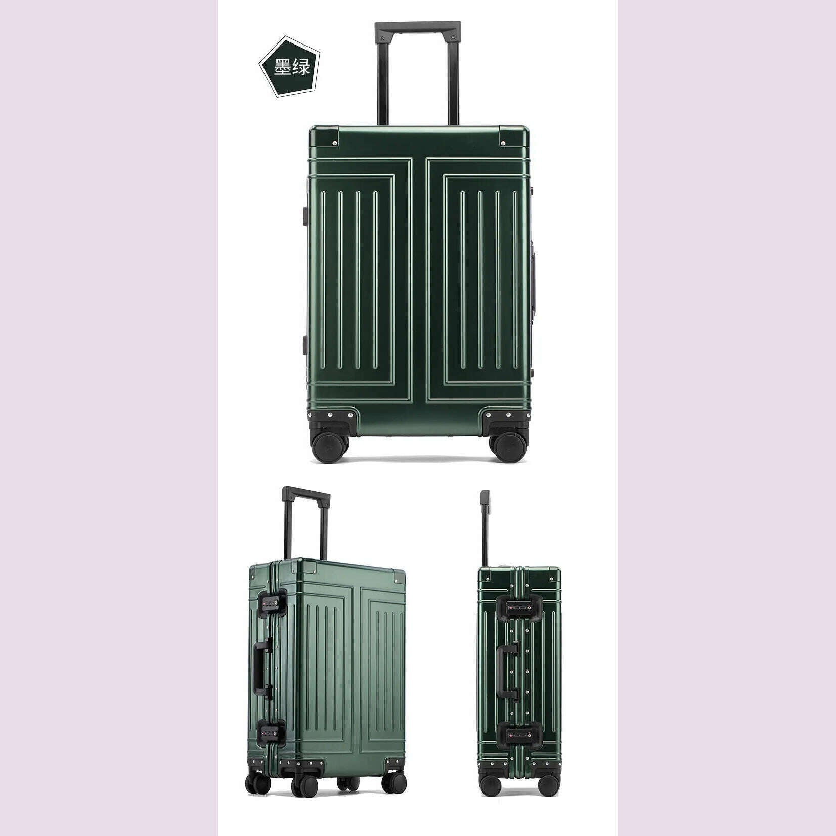2024 Capacity Durable Luggage Sets 100% Aluminum Suitcase Wheels Women Girl Men Cabin Carry-On Boarding Travel 20/24/26/28