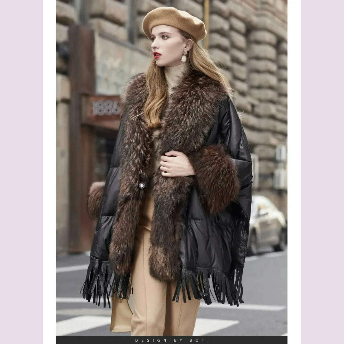 2024 European White Goose Down Down Coat Trend Fashion American Women Winter Jacket Real Raccoon Fur Streetwear Fashion Cloak