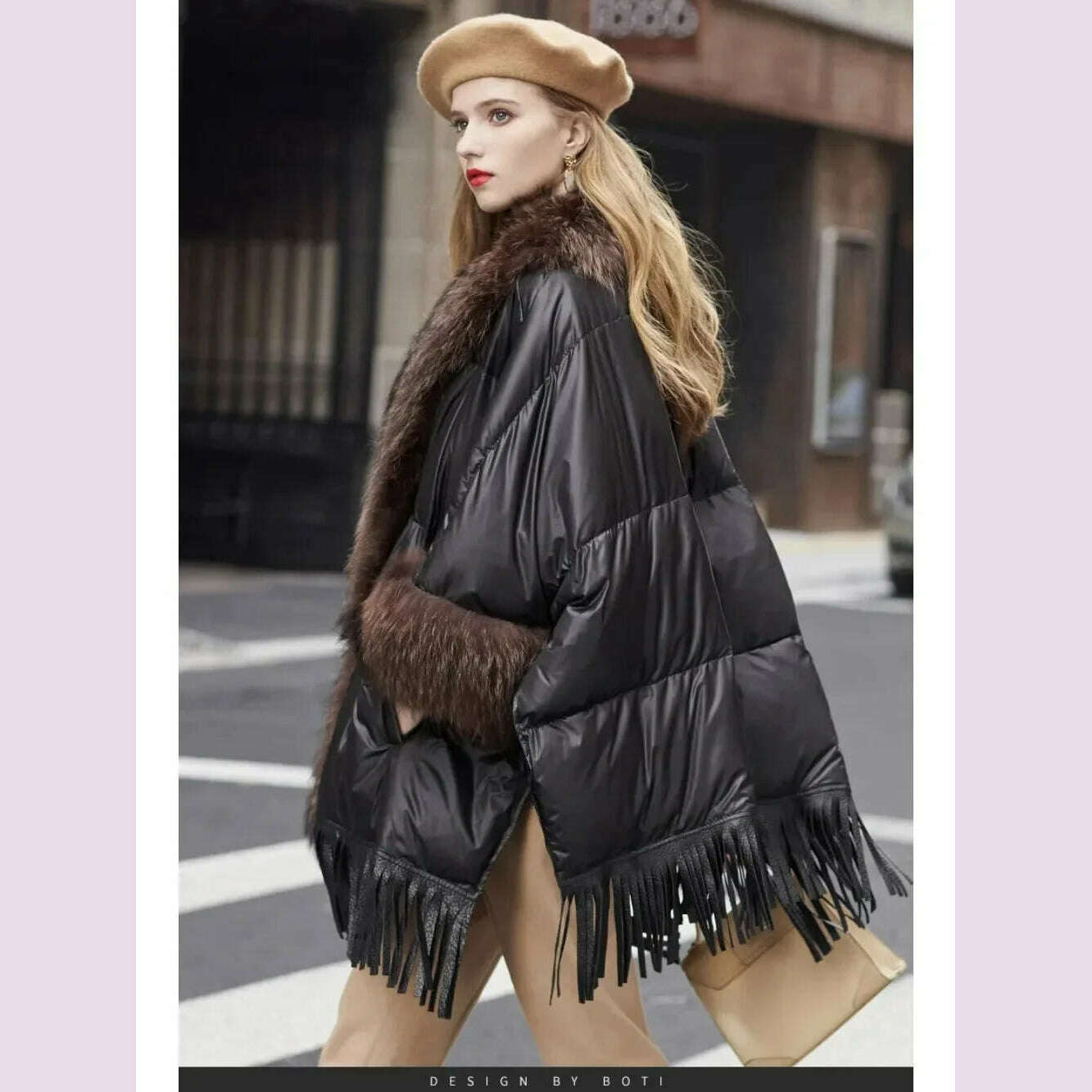2024 European White Goose Down Down Coat Trend Fashion American Women Winter Jacket Real Raccoon Fur Streetwear Fashion Cloak