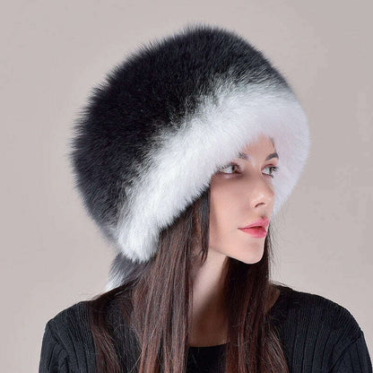 2024 Hot Sale Winter Women Fox Fur Hat Fluffy Soviet Female Outdoor Warm Cap Snow Fur Hats 5 tails Real Fox Fur Cold Bomber Hats