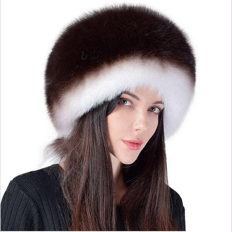 2024 Hot Sale Winter Women Fox Fur Hat Fluffy Soviet Female Outdoor Warm Cap Snow Fur Hats 5 tails Real Fox Fur Cold Bomber Hats