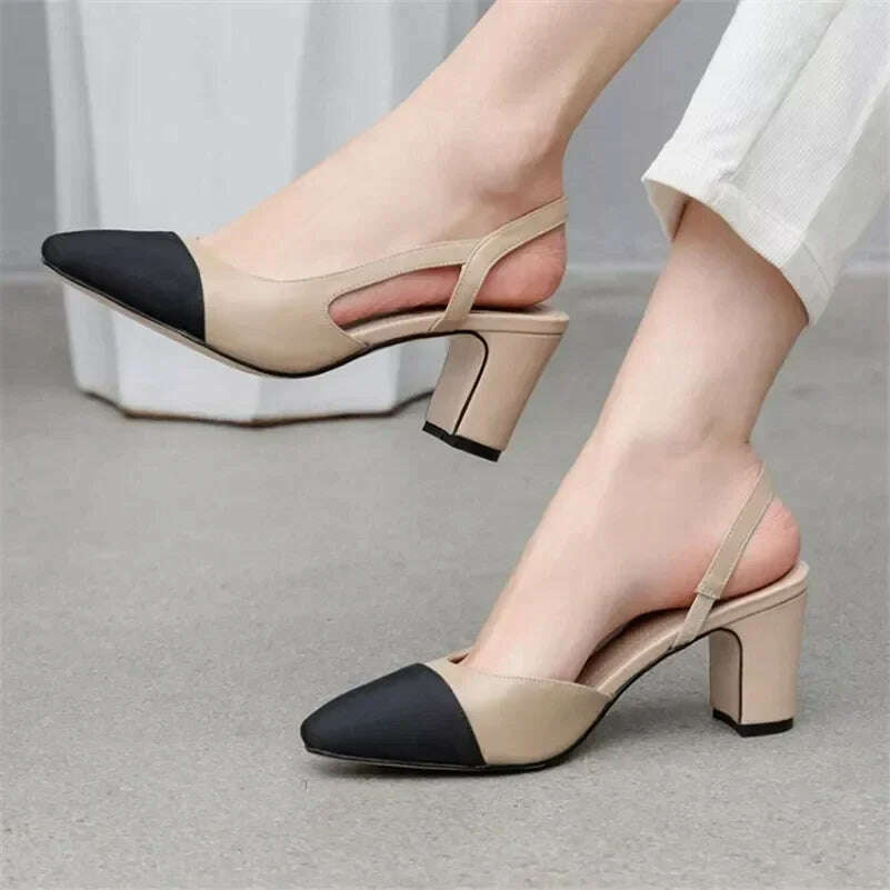 2024 Luxury Woman Flat  Sandal Dress Shoes High Heels Retro Closed Square Toe Mules Shoes Girls Wedding Shoe Casual Flat Shoes