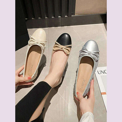 2024 Luxury Woman Flat  Sandal Dress Shoes High Heels Retro Closed Square Toe Mules Shoes Girls Wedding Shoe Casual Flat Shoes