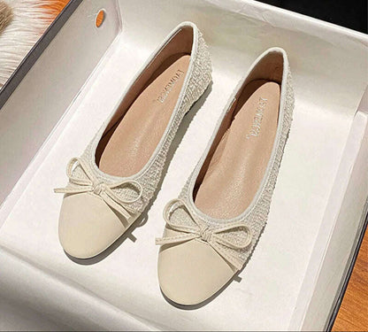 2024 Luxury Woman Flat  Sandal Dress Shoes High Heels Retro Closed Square Toe Mules Shoes Girls Wedding Shoe Casual Flat Shoes