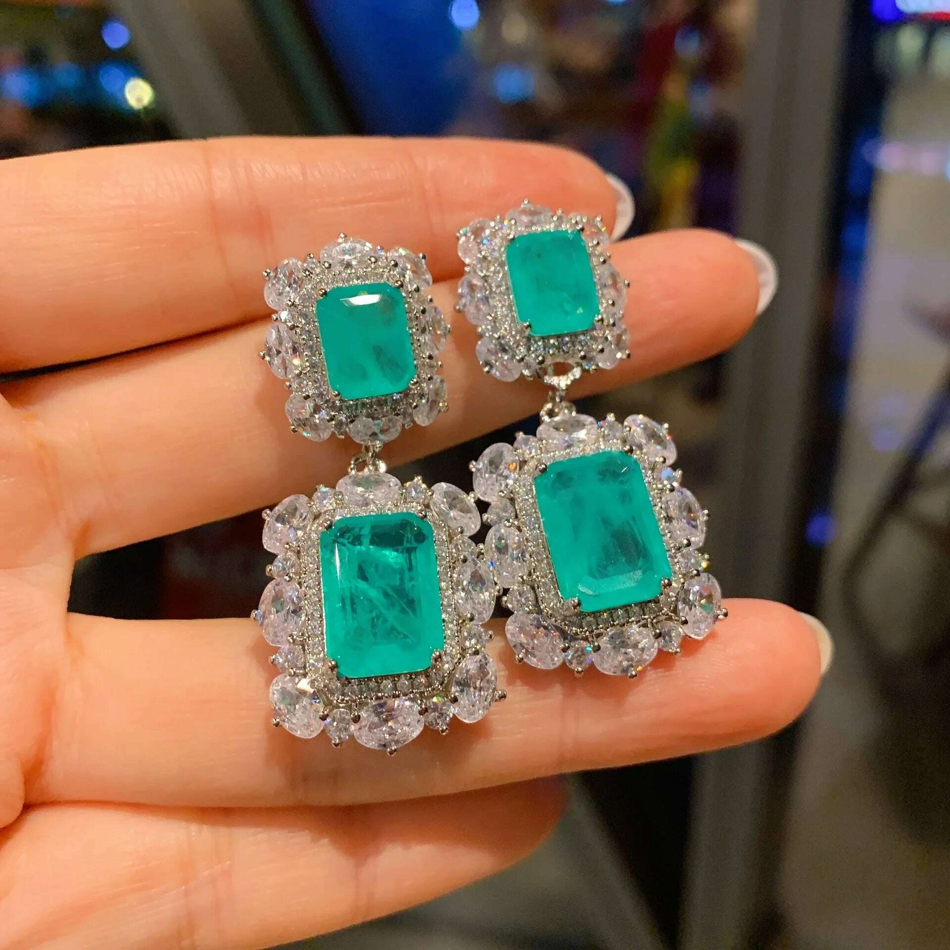 2024 New 925 Sterling Silver Paraiba Necklace Pendant Ring Earring Women Luxury wedding anniversary Gift Party Fine Jewelry Set