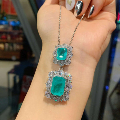 2024 New 925 Sterling Silver Paraiba Necklace Pendant Ring Earring Women Luxury wedding anniversary Gift Party Fine Jewelry Set