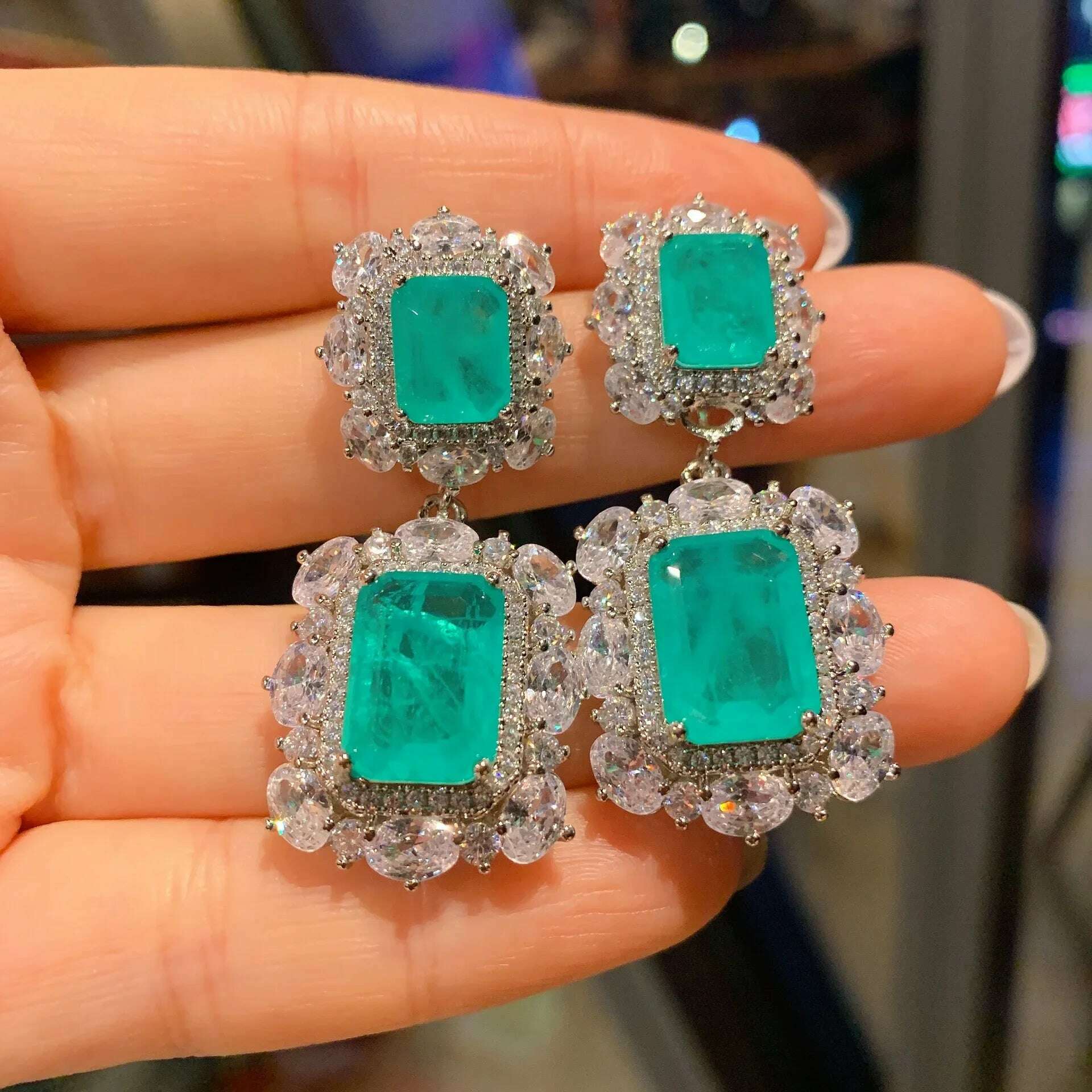 2024 New 925 Sterling Silver Paraiba Necklace Pendant Ring Earring Women Luxury wedding anniversary Gift Party Fine Jewelry Set