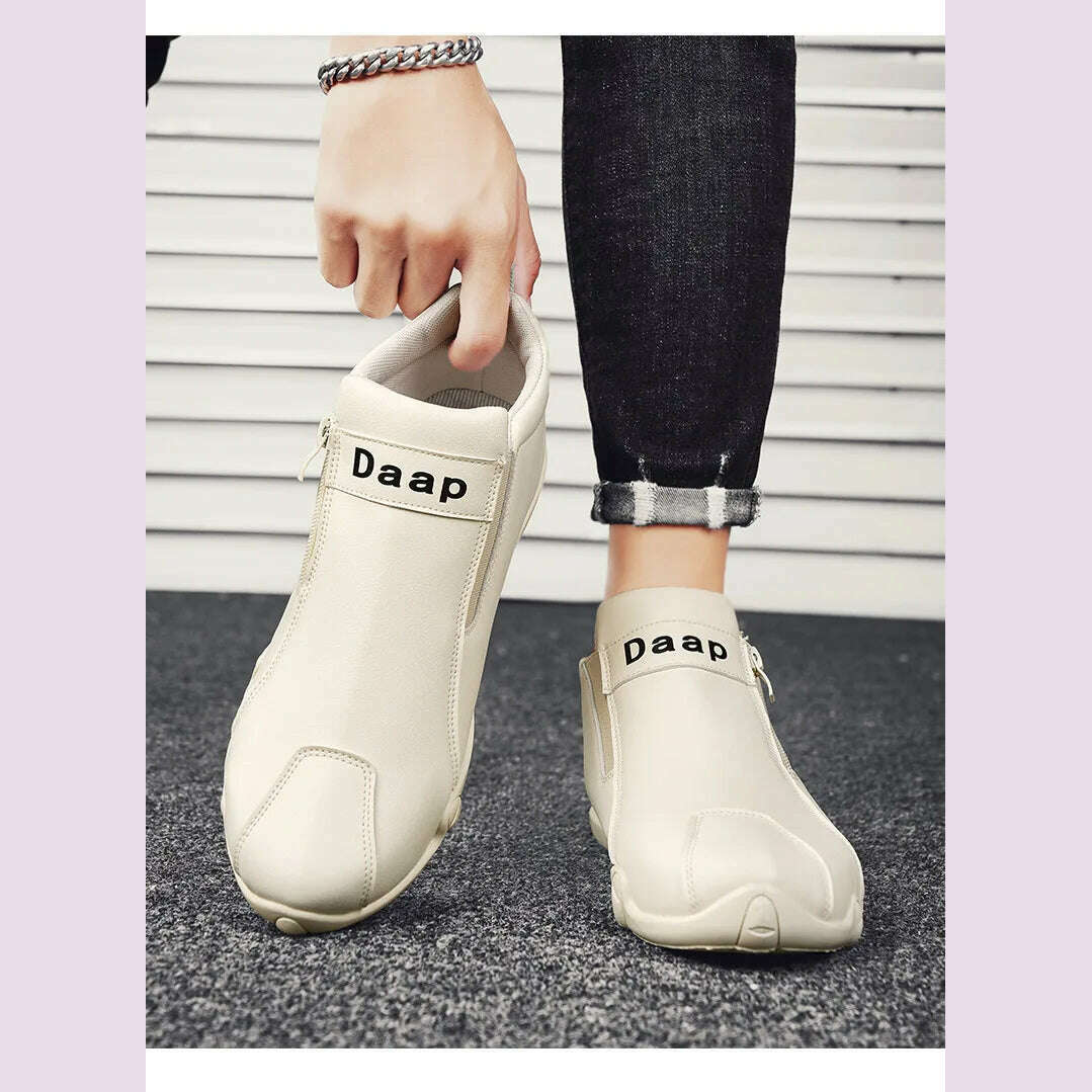 2024 New Casual Shoes for Men Luxury Round Toe Men Ankle Boots Light Slip on Walking Shoes Outdoor Comfor Men High Top Sneakers