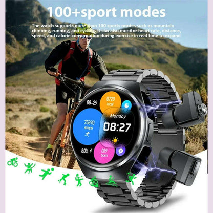 2024 New Smart Watch TWS Headset Two In One Wireless Bluetooth Dual Earbuds Call Health Monitor Sport Tracker NFC Smartwatch man