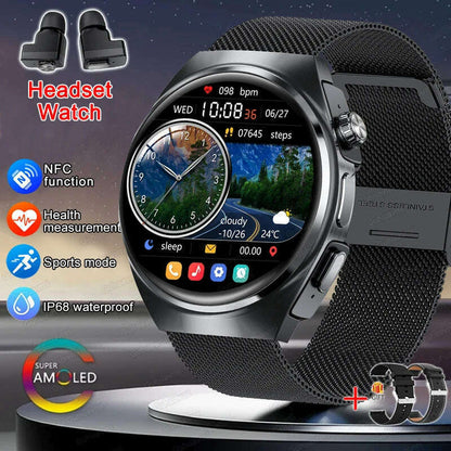 2024 New Smart Watch TWS Headset Two In One Wireless Bluetooth Dual Earbuds Call Health Monitor Sport Tracker NFC Smartwatch man