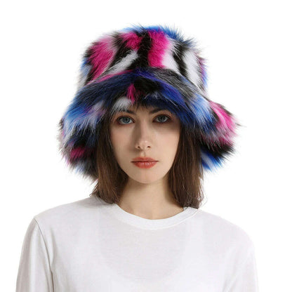 2024 New Winter Warm Faux Fur Bucket Hats For Women Outdoor Caps Soft Fleece Fisherman Cap Fluffy Earwarmer Ski Vacation Hats