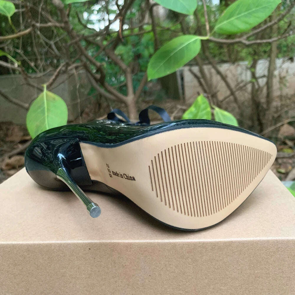 2024 Newly Riband Ankle Strap 16cm Pumps Extreme High Heels Lace Up Bow Fetish Cosplay Drag Queen Cross Dresser Unisex Shoes